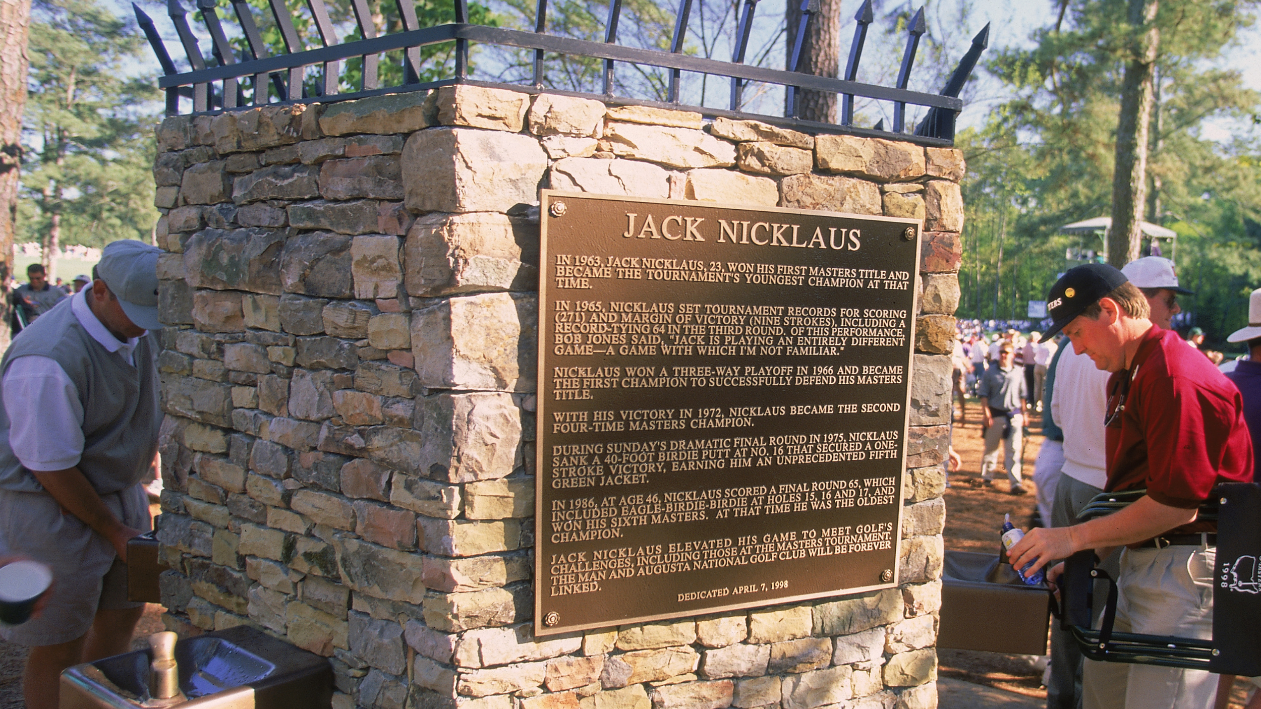 A plaque dedicated to Jack Nicklaus at Augusta National