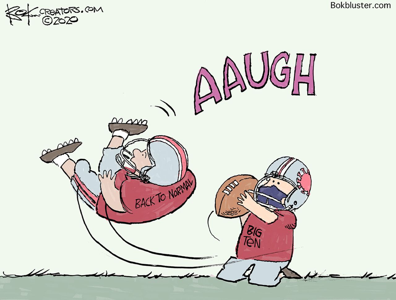 Editorial Cartoon U.S. Big Ten College Football NCAA Canceled Coronavirus