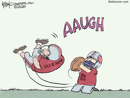 Editorial Cartoon U.S. Big Ten College Football NCAA Canceled Coronavirus