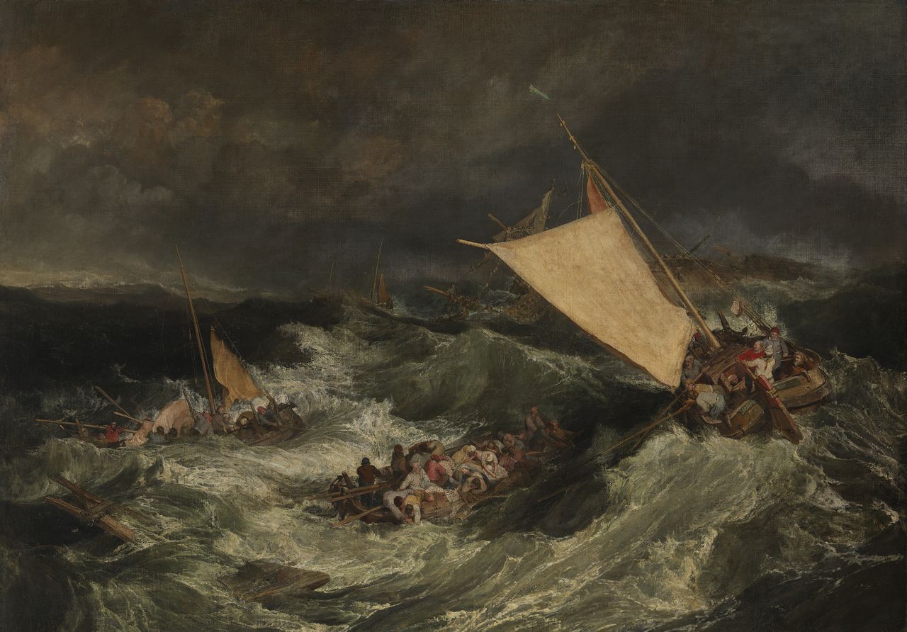 The Shipwreck, 1805, 5ft 8in by 8ft, by J. M. W. Turner (1775–1851). The painting is now in Tate Britain, London.