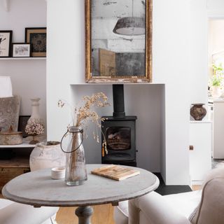 woodburner stove in small white snug