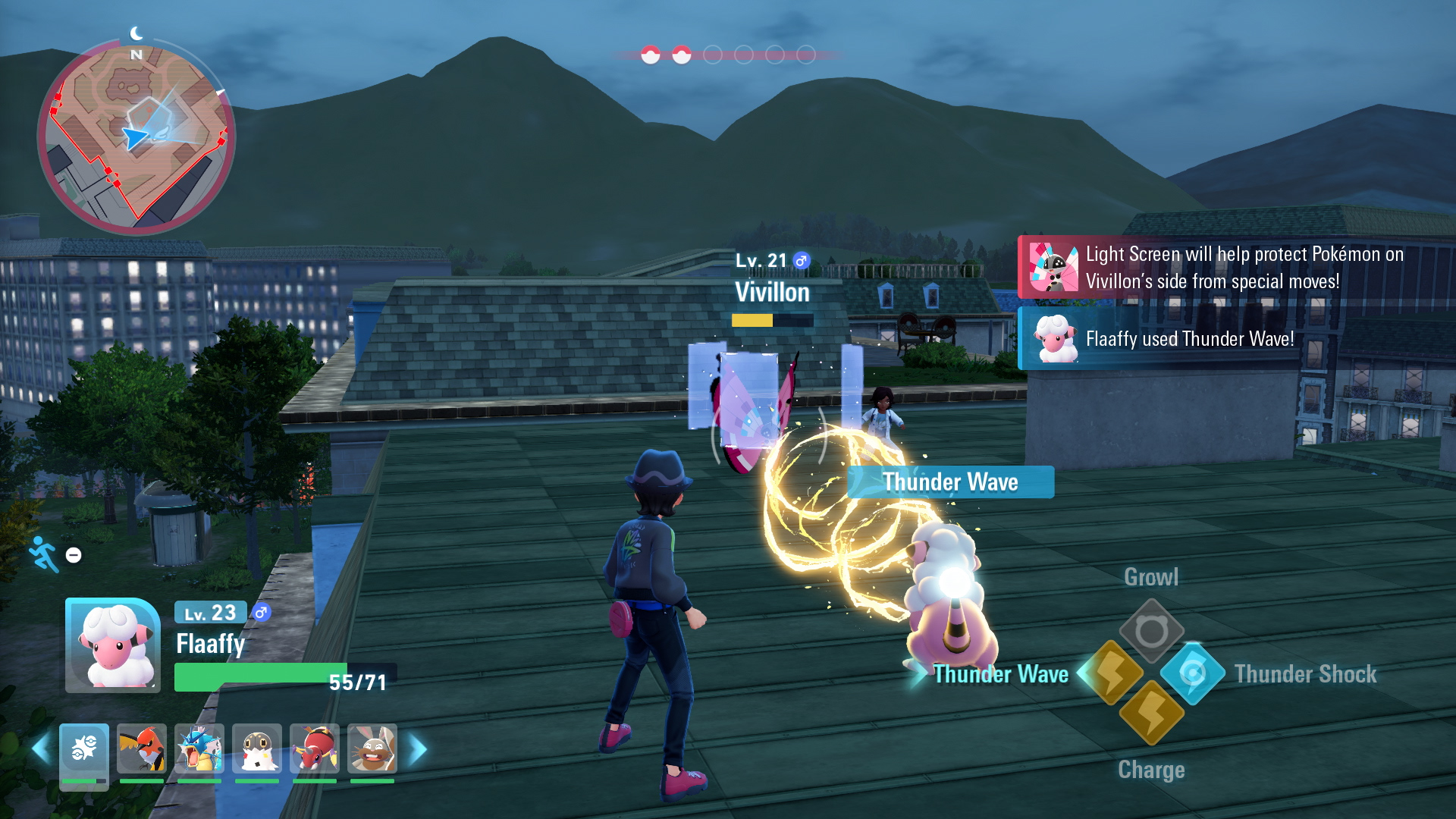 A screenshot of a non turn-based battle in Pok&amp;eacute;mon: Legends Z-A