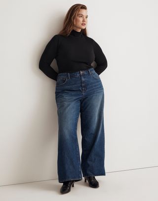 Plus Superwide-Leg Jeans in Halleran Wash