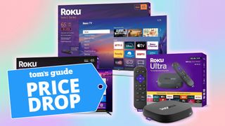 Two Roku TVs and a Roku Ultra