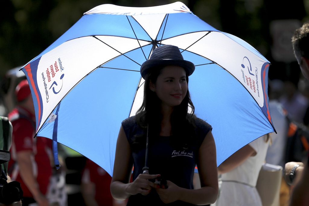 An umbrella helps keep the sun off during the hot and sunny days