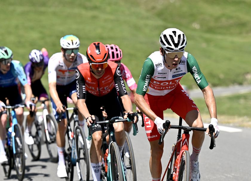 LUZ-ARDIDEN, FRANCE - JUNE 20: (L-R) Cristian Rodriguez of Spain and Team Arkea - B&amp;B Hotels and Davide Piganzoli of Italy and Team Polti VisitMalta compete in the breakaway during the 48th La Route d&#039;Occitanie - CIC 2025, Stage 3 a 173.9km stage from Pujaudran to Luz-Ardiden 1716m on June 20, 2025 in Luz-Ardiden, France. (Photo by Luc Claessen/Getty Images)