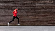 A man running outdoors