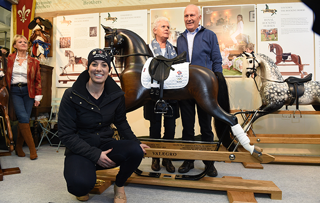 Charlotte being presented with a Valegro Rocking Horse at the Olympia International Horse Show at Olympia, London, UK; on 14th December 2016