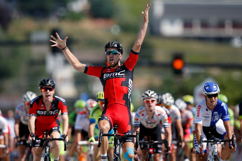 Taylor Phinney (BMC) mid-enthusiastic celebration