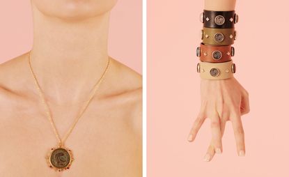 Coin necklace & leather bracelets