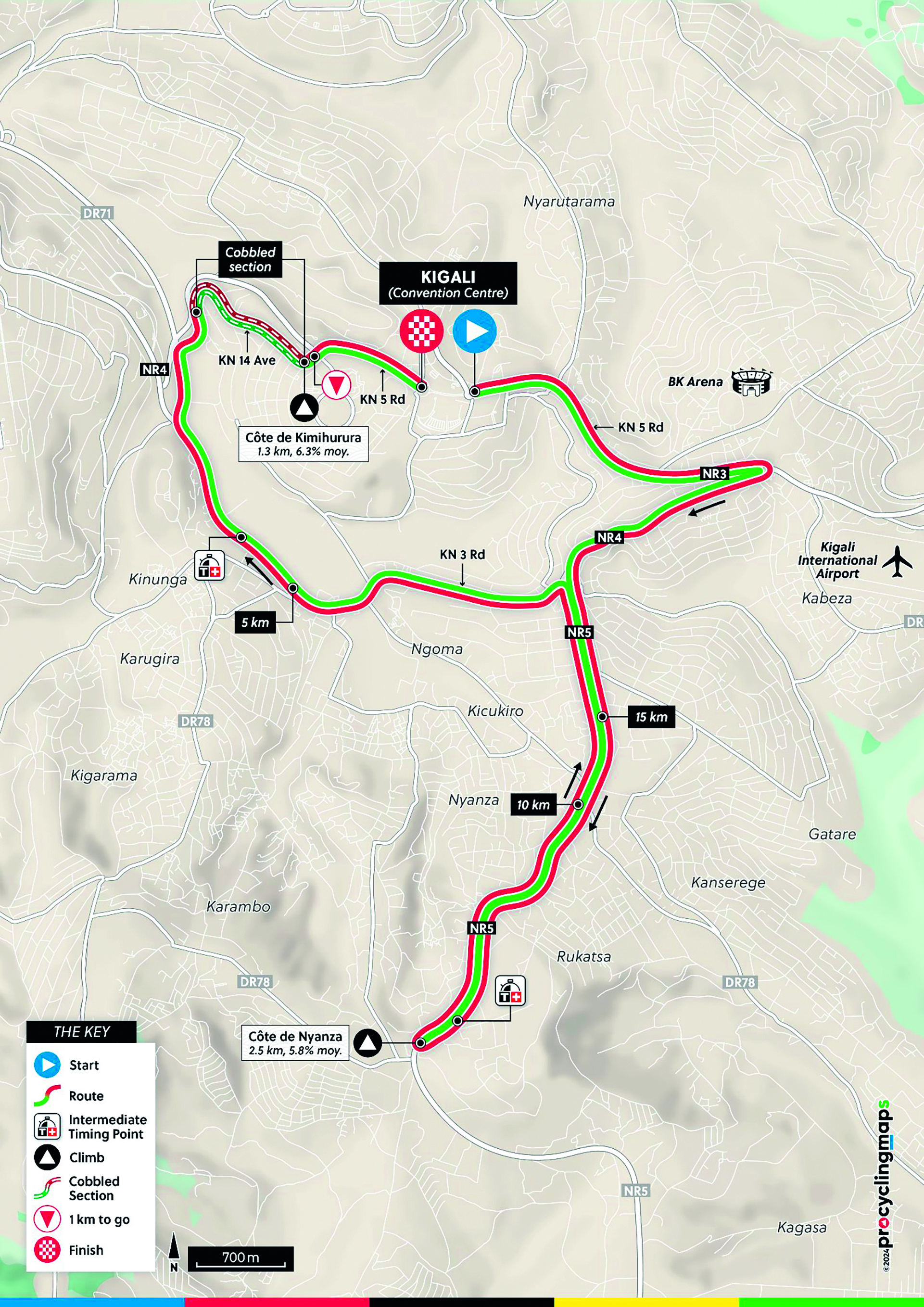 Race route for the mixed team time trial at the 2025 UCI world champs