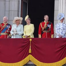 Lady Louise, King Charles, Queen Camilla and members of the Royal Family on the balcony at Trooping the Colour 