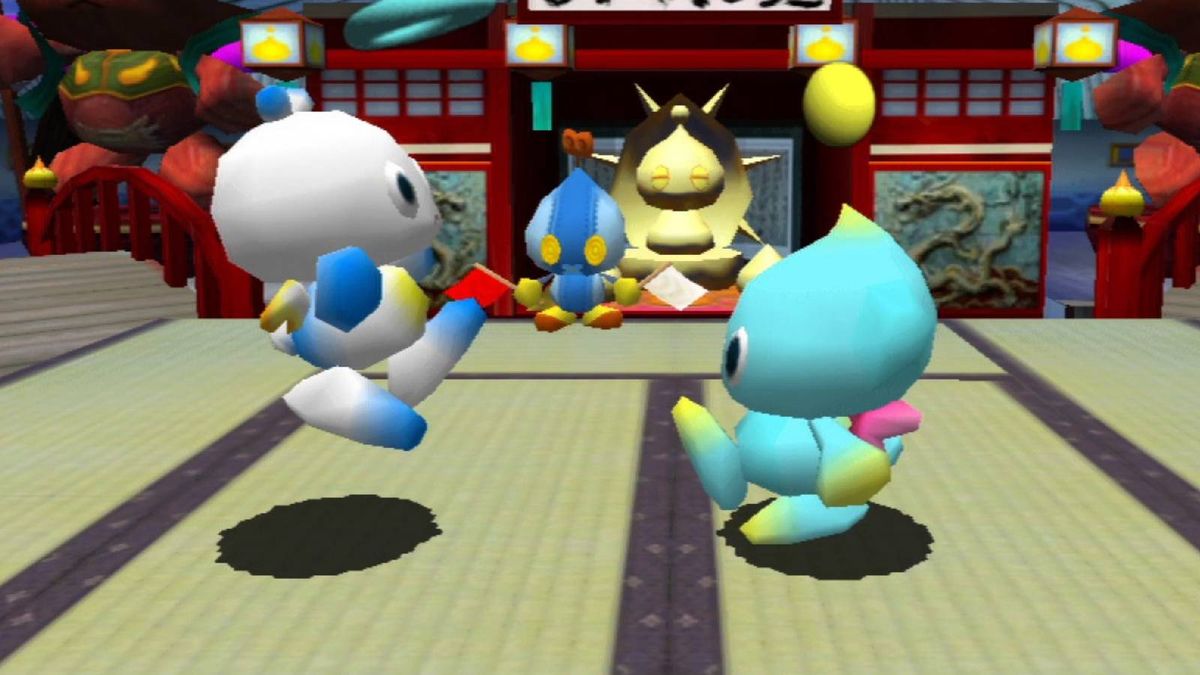 Two Chao fighting in a karate match in Sonic Adventure 2: Battle.