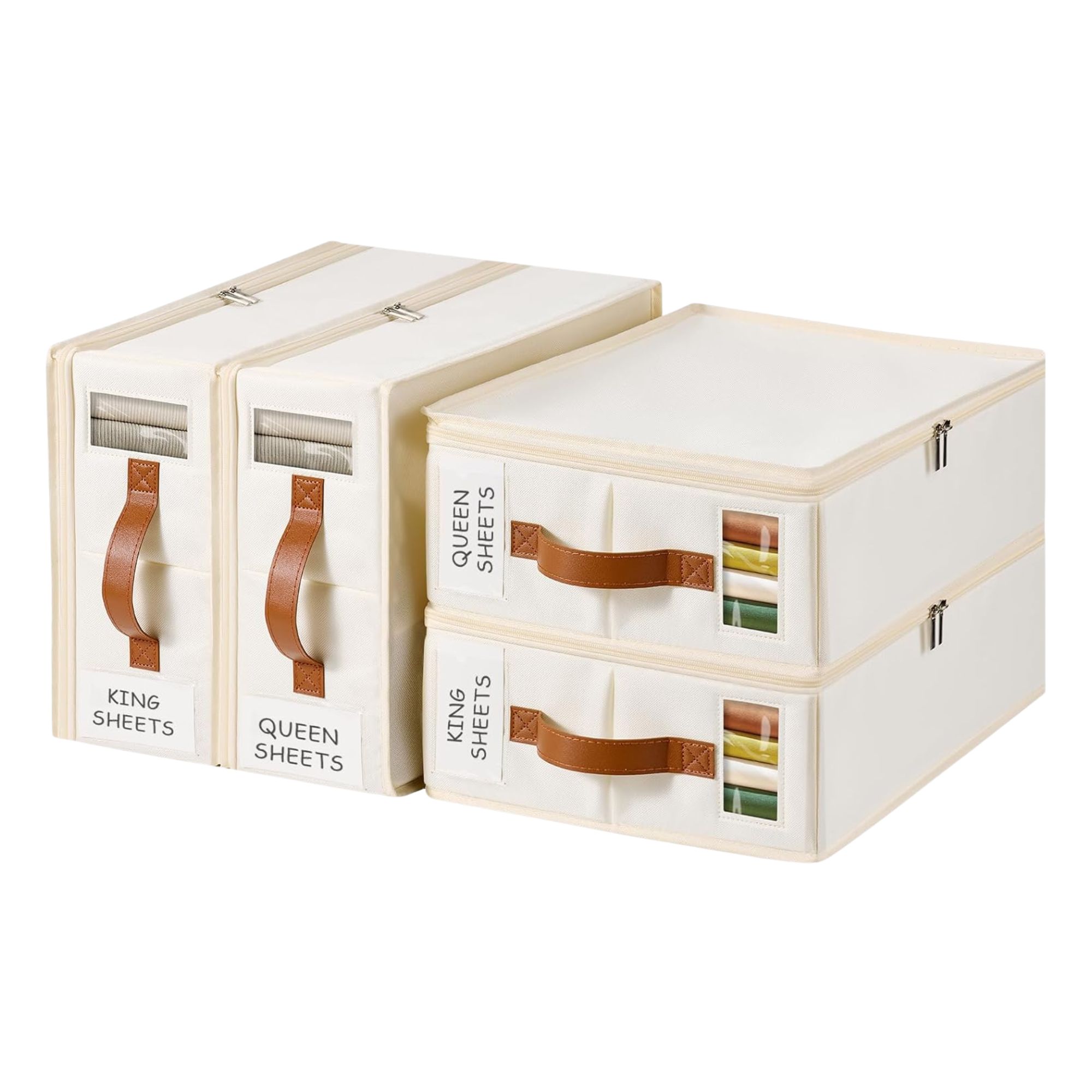 KitHero, Bed Sheet Organiser With Zipper, Set of 4