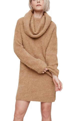 Oversized Fuzzy Alpaca-Blend Sweater Dress