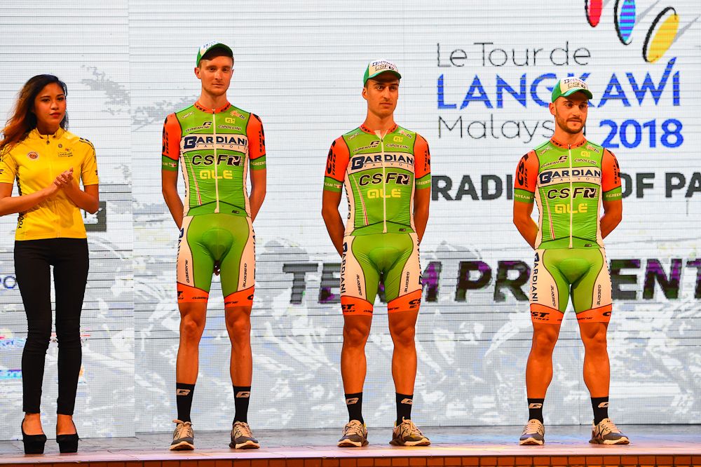 Bardiani-CSF's Umberto Orsini, Michael Bresciani and Andrea Guardini