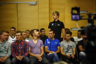 Riders introduce themselves at the opening Bahrain Merida camp this week in Croatia