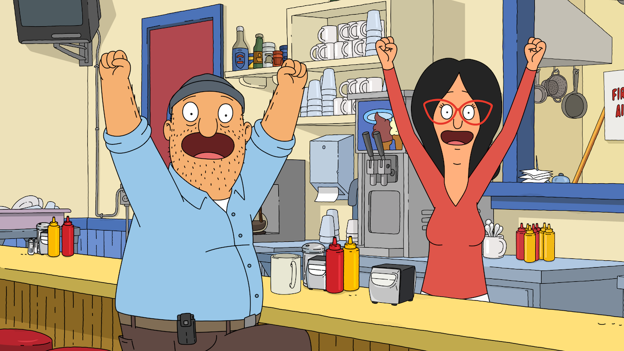 Linda and Teddy cheering in Bob&#039;s Burgers Season 15