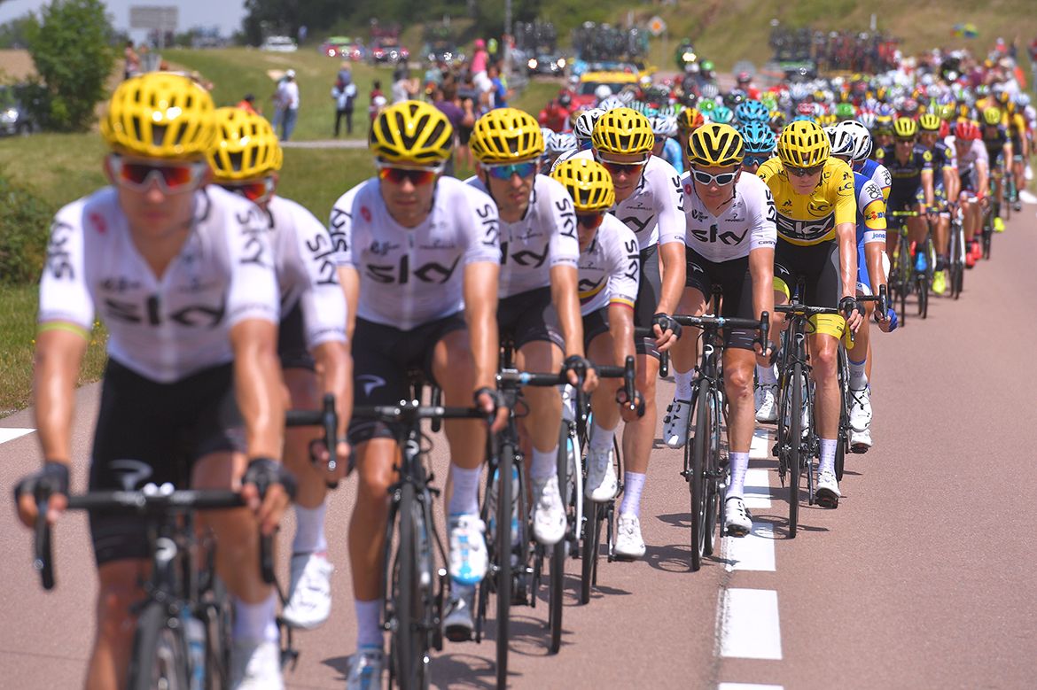 Team Sky in the peloton at the Tour de France