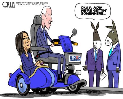 Political Cartoon U.S. Kamala Harris Joe Biden Boost 2020 Democratic Campaign