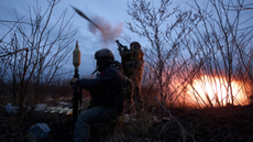 The Ukrainian military fire rocket-propelled grenades from the frontline of the Russia-Ukraine war in Bakhmut 