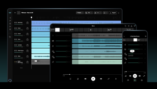 Moises on three devices, on black background