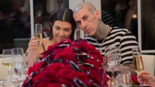 Travis Barker and Kourtney Kardashian on The Kardashians.