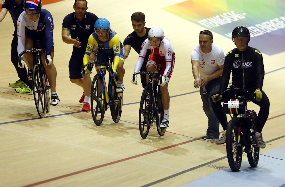 The women's Kierin gets underway
