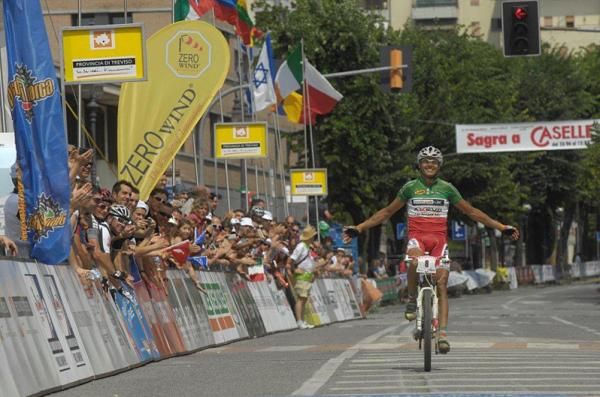 Italian MTB champion Mirko Celestino finishes second.