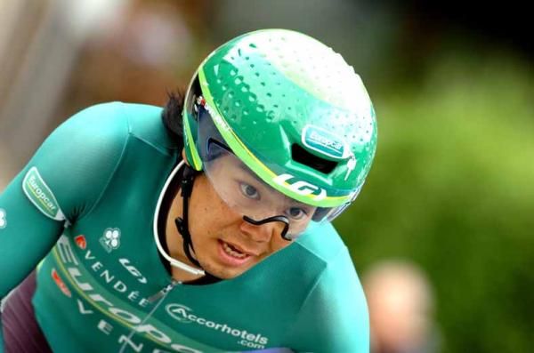 Yukiya Arashiro (Europcar) in full flight during the prologue of the Criterium du Dauphine.