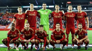 ABERDEEN, SCOTLAND - OCTOBER 05: The Aberdeen team picture during a UEFA Conference League match between Aberdeen and HJK Helsinki at Pittodrie Stadium, on October 05, 2023, in Aberdeen, Scotland. (Photo by Ross MacDonald/SNS Group via Getty Images)