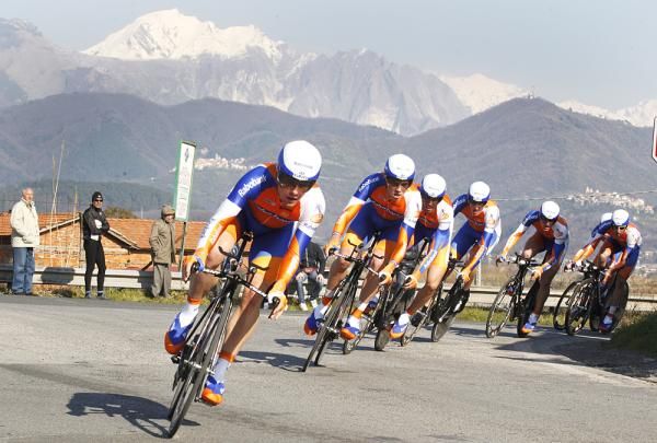 The Rabobank team dominated the time trial in Tirreno-Adriatico