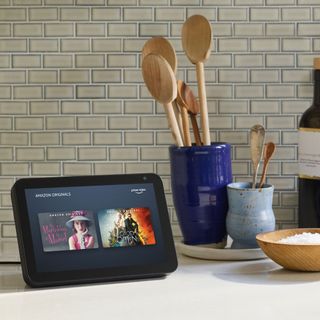 Amazon Alexa Eco Show Smart Speaker Hub (with screen on kitchen countertop)