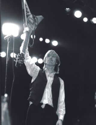 Tom Petty hoists an Ibanez Rocket Roll in the late Seventies