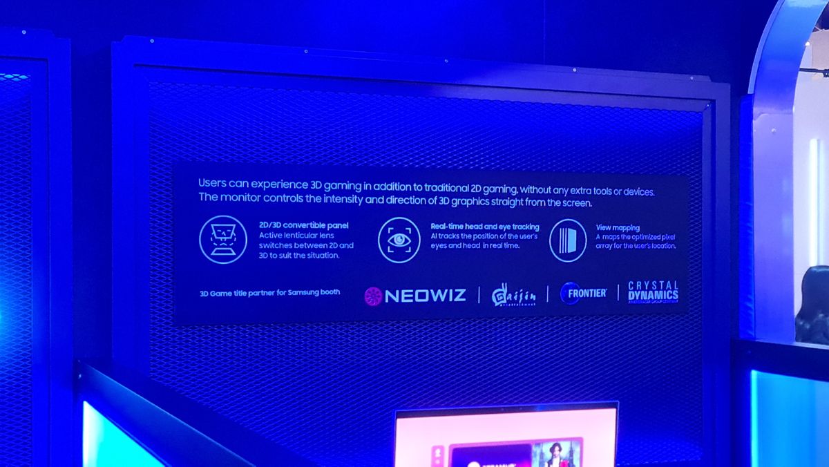 Samsung's 3D/2D gaming monitor on show at CES 2024.