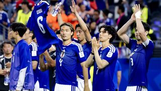 Japan players celebrate after their draw vs Netherlands in the World Cup 2026