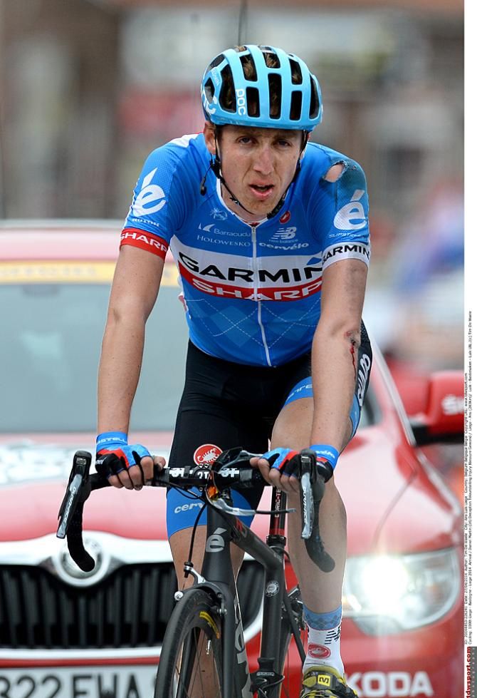Daniel Martin (Garmin-Sharp) after his late crash in Li&egrave;ge - Bastogne - Li&egrave;ge