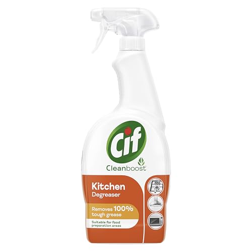 Cif Cleanboost Kitchen Spray 100% Tough Grease Removal for Cleaning Ceramic, Chrome and Enamel Surfaces 700 Ml