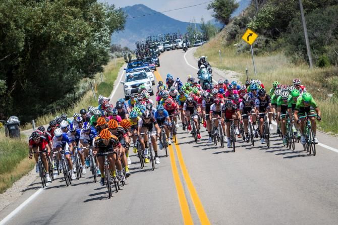 Teams battle at the front to be first into todays dirt section.