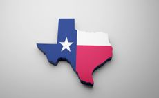 red white and blue outline of Texas
