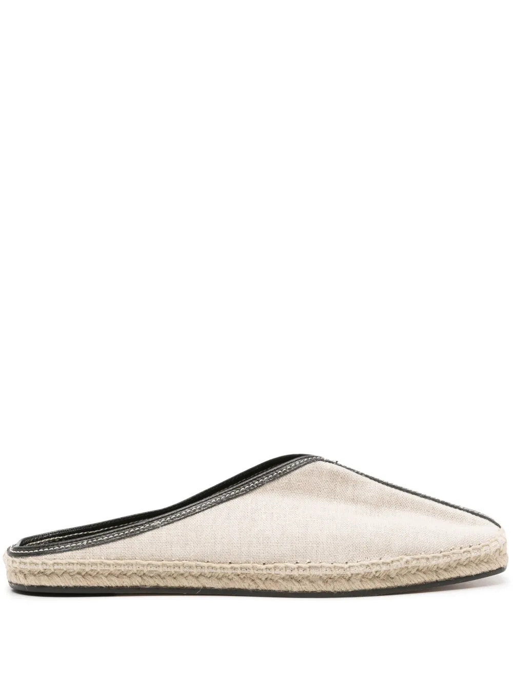 Leather-Trim Espadrille Slippers