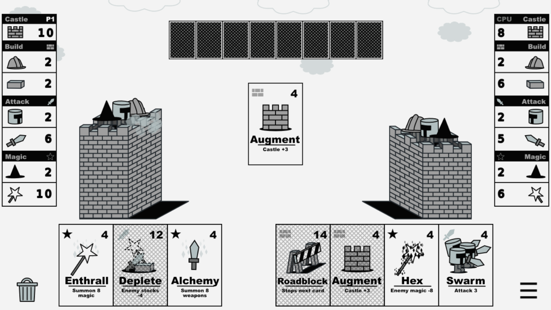 Two opposing castles facing each other in Castle V Castle.