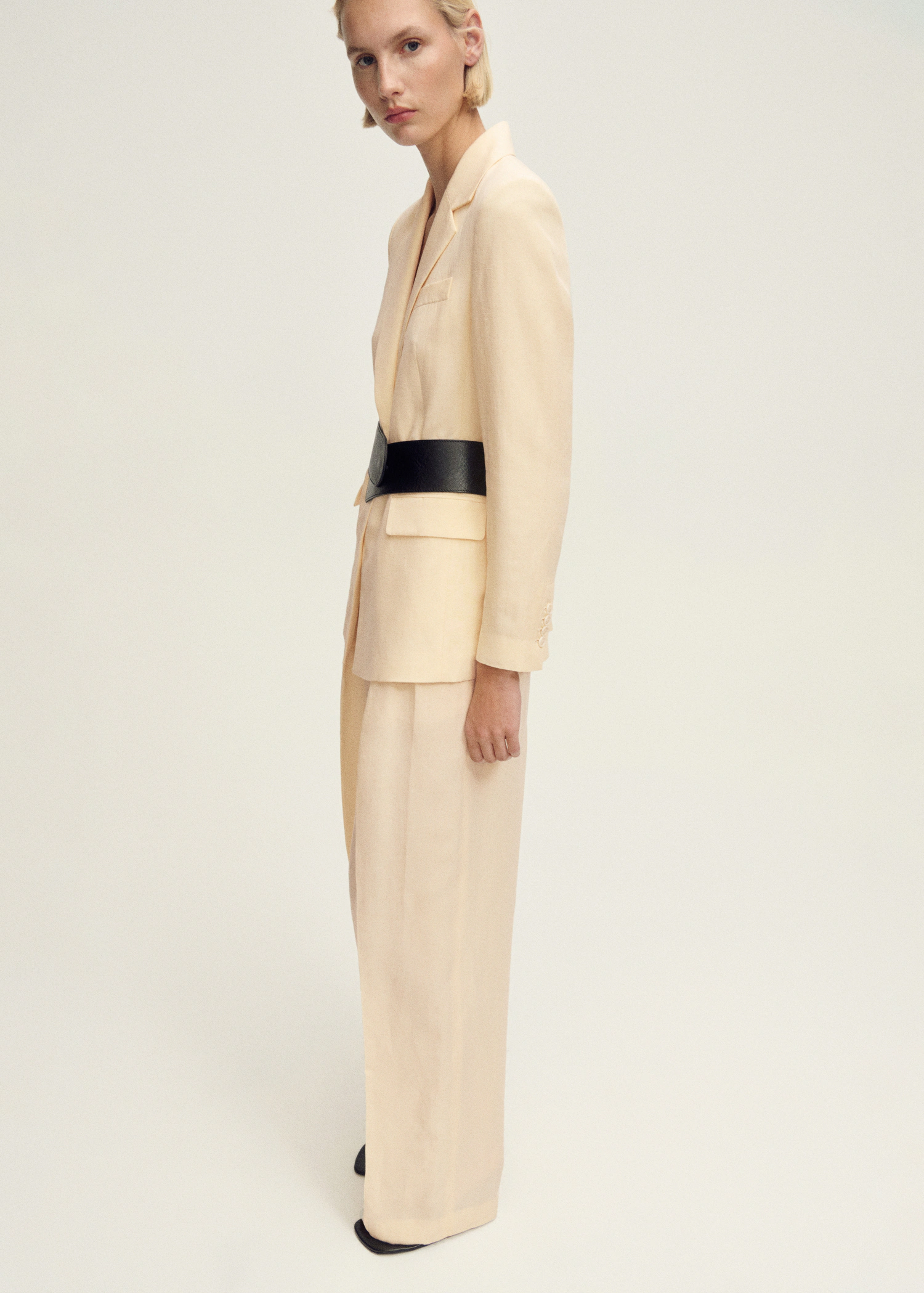 Straight Linen-Blend Trousers