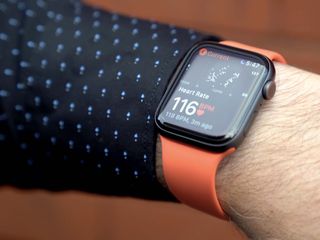 Apple Watch showing heart rate
