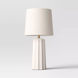 ribbed ceramic table lamp in cream color