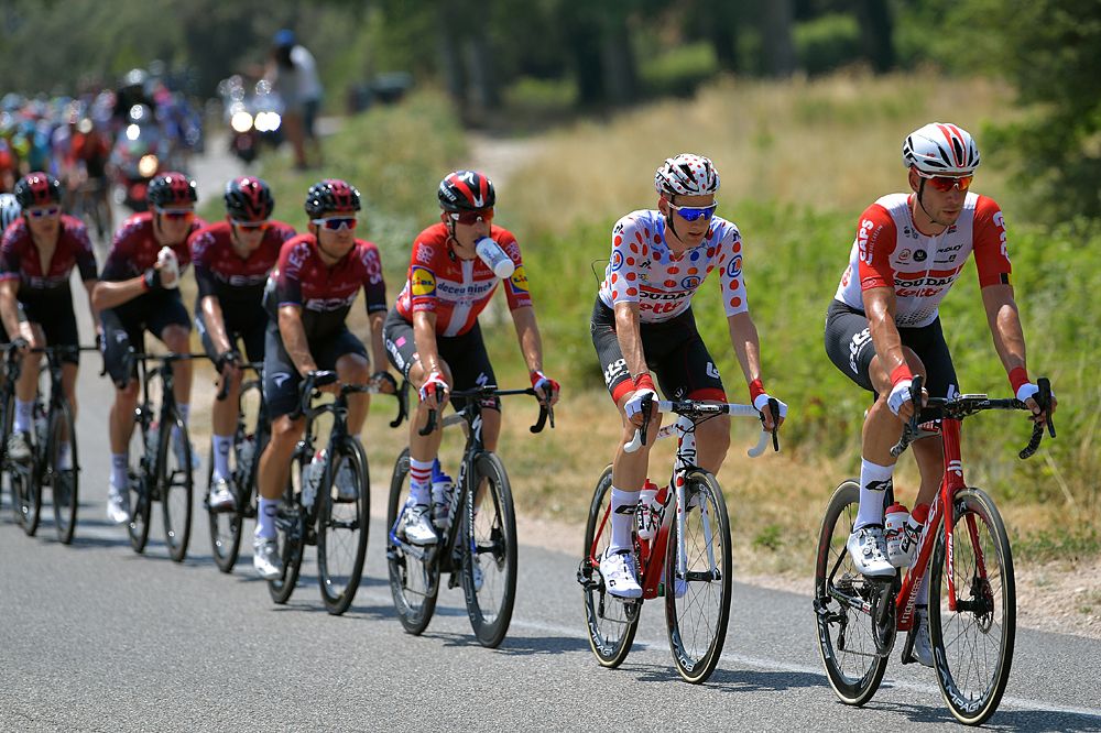 The peloton racing stage 16 at the Tour de France