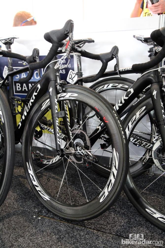 Veloflex Carbon tubulars mounted to Zipp carbon wheels for the Saxo-Tinkoff team.