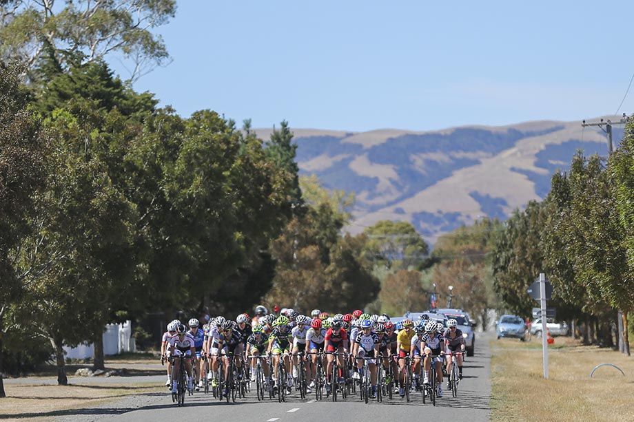 The peloton cruising along