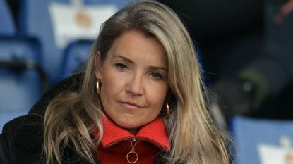 TV star Helen Skelton attends a football match on April 21, 2025