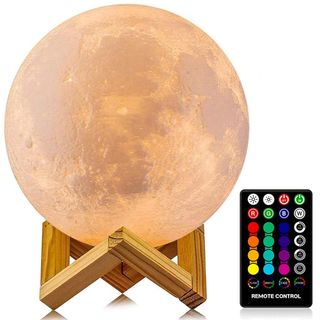 Logrotate Moon lamp on a white background